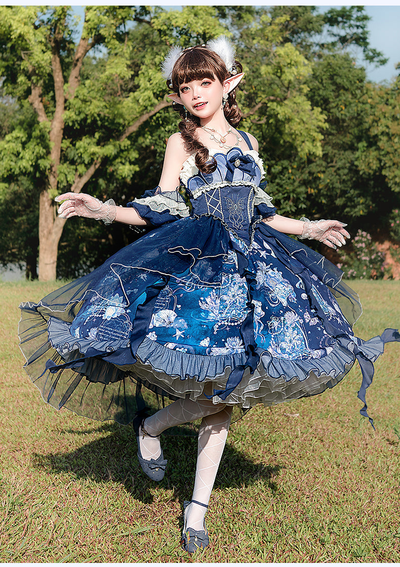 YingLuoFu - Original Elegant Lolita Blue Lolita JSK