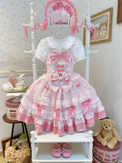 Sugar Girl - Fondant Cake - Summer Sweet Lolita JSK Dress, Tiered Ruffles and Bows