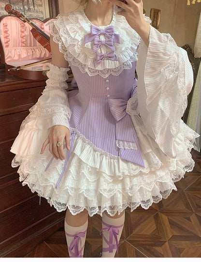 Alice Girl - Arrogant Miss - Sweet Lolita Jumper Dress with Tiered Lace Dress
