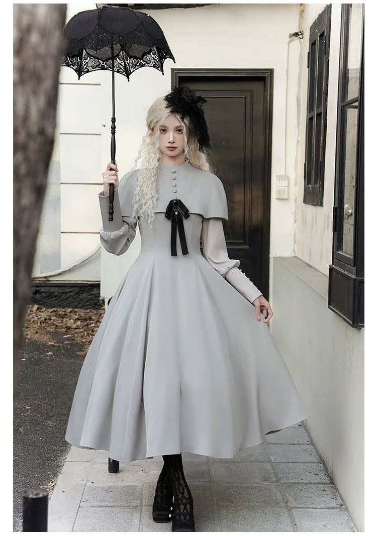 With PUJI - 13th Night - Gothic Lolita OP Dress with Built-in Cape
