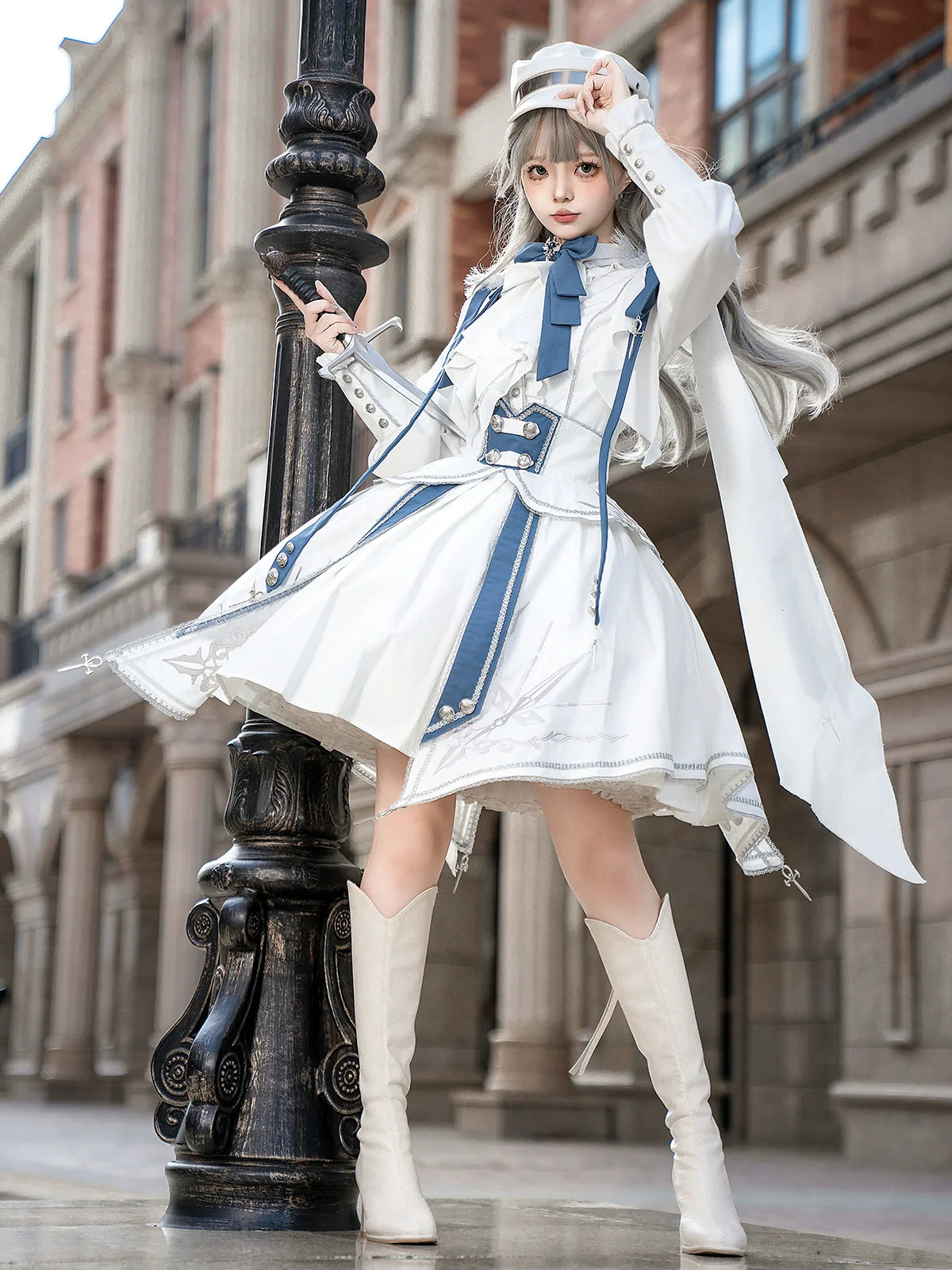 Designer's Gift - Luminous Cavalier - Military Lolita Skirt Set Long-Sleeved Shirt