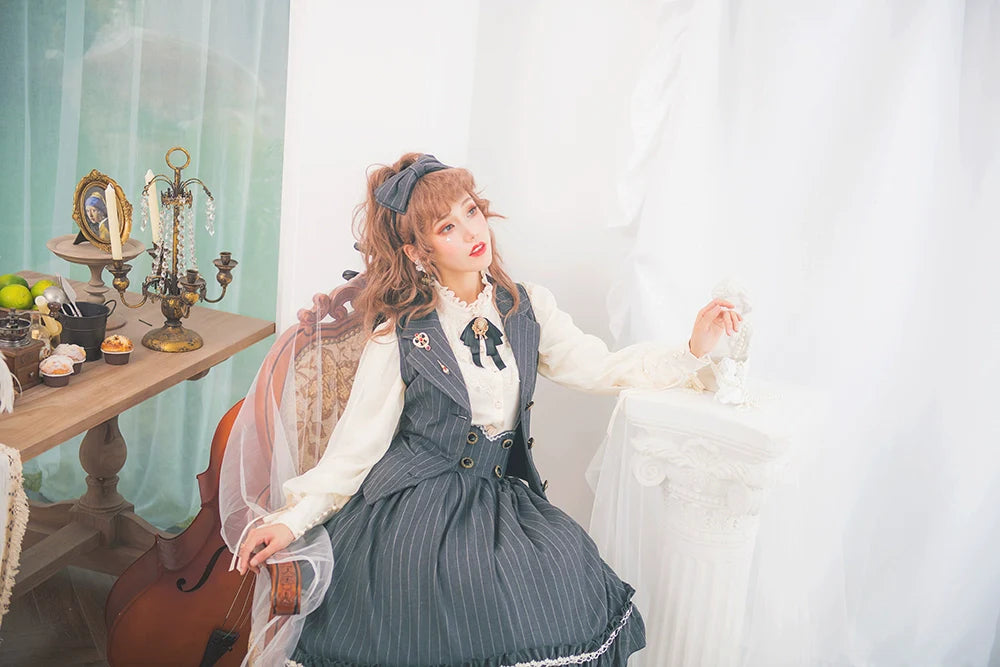 Miss Point - Rose Doll - Elegant Lolita Striped Fishbone Skirt
