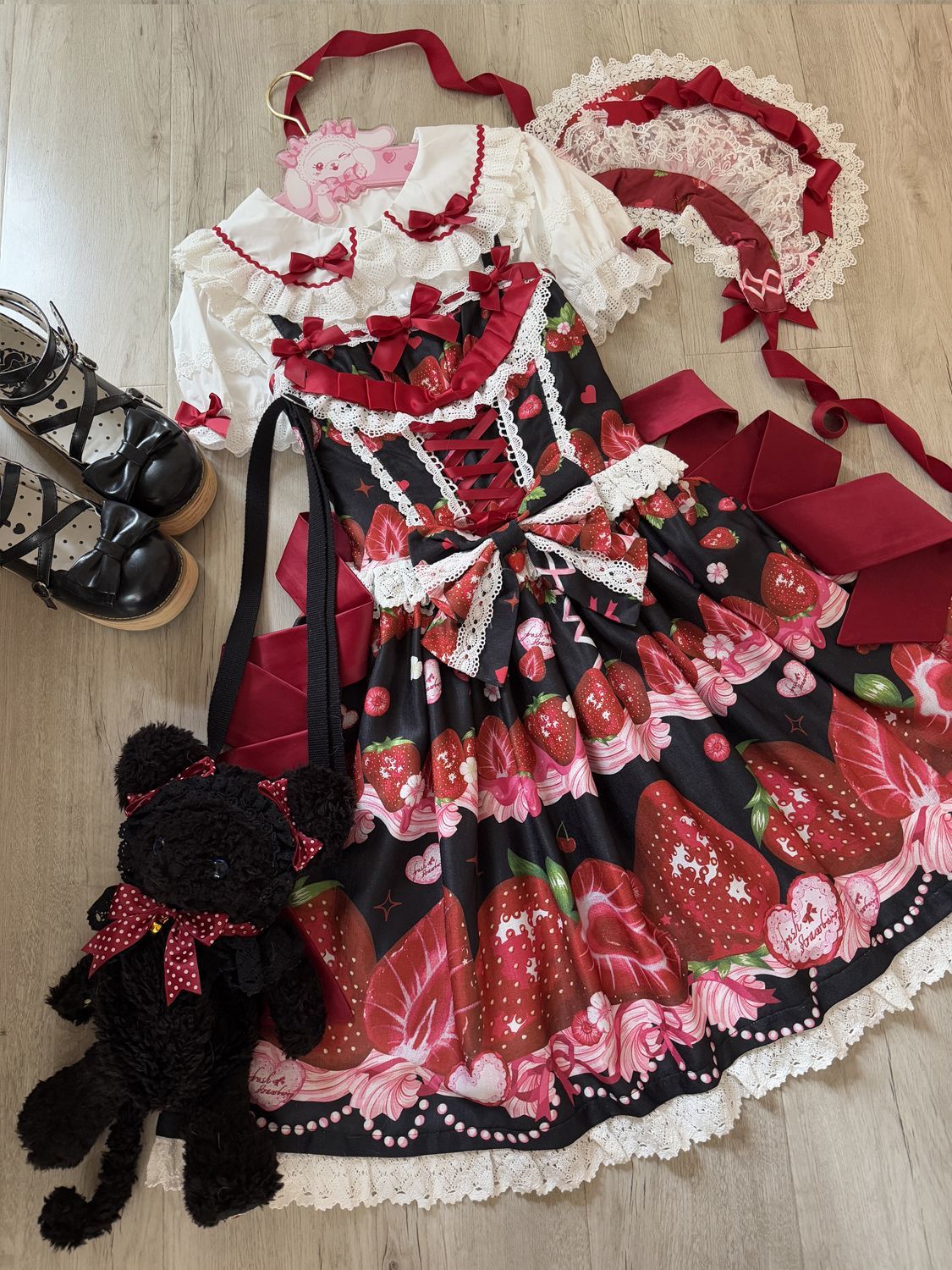 Hanguliang - Strawberry Tale - Sweet Lolita JSK Strawberry Printed Dress