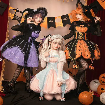 Lemon Honey - Halloween Gothic Lolita Jumper Dress, Pumpkin-inspired Dress