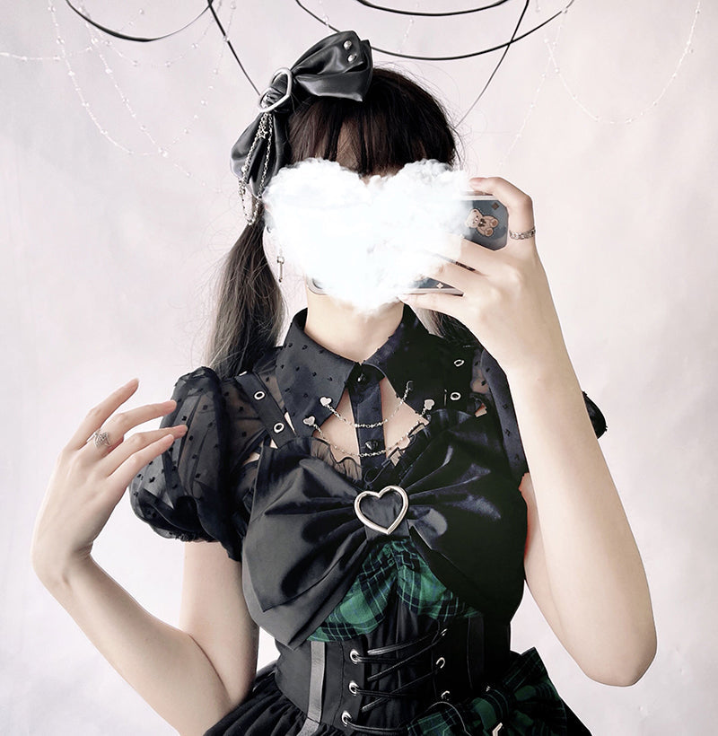 Alice Girl - Gothic Lolita Blouse Short Sleeve Black Shirt