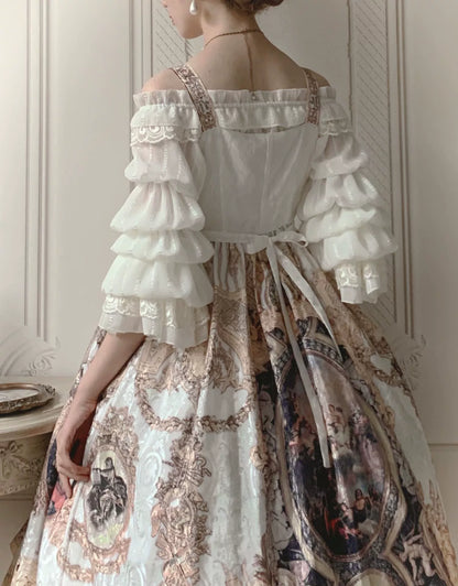 Airfreeing - Wendy - Elegant Lolita Blouse Chiffon Off-Shoulder Virago Sleeve Blouse