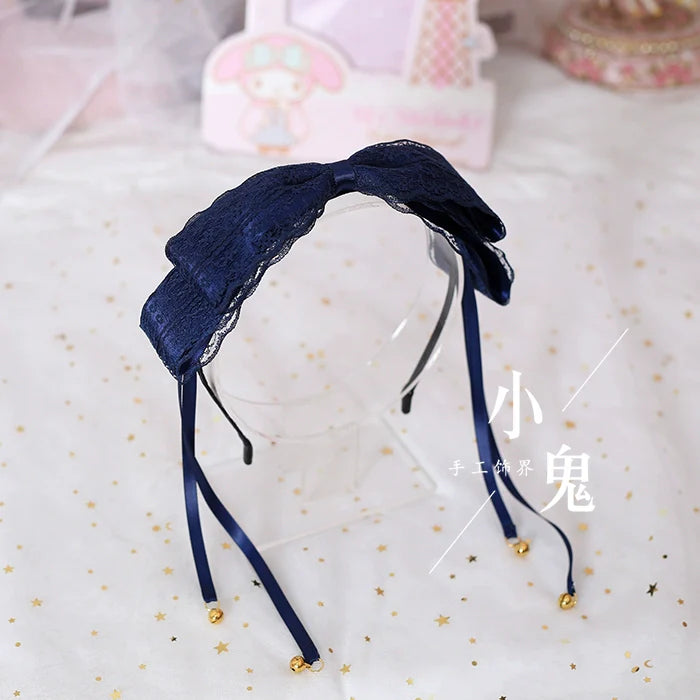 Xiaogui - Kawaii Lolita Bell KC Lace Bow Hair Accessory