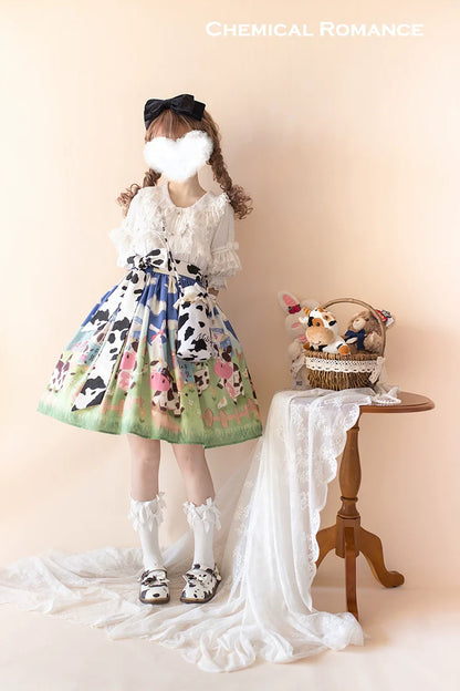 Chemical Romance - Sweetheart Farm - Sweet Lolita SK Cow Print Lolita Dress