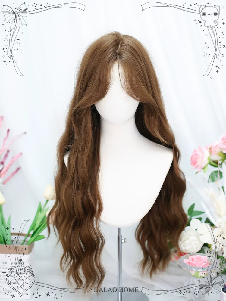 Dalao - Lolita Wig Long Curly Hair With Water Waves French Bangs