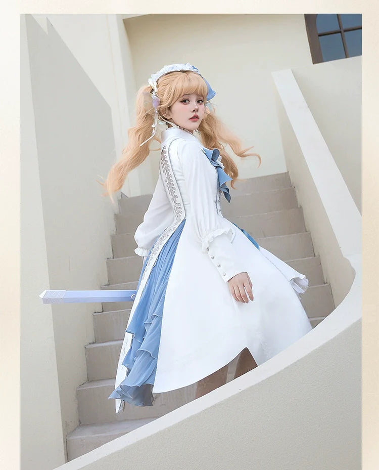 Forest Fluorescent Carps - Crumbling Skeleton - Ouji Lolita Fishbone Embroideried Vest, Prince Pants Suits