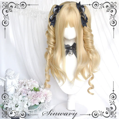 Sinwavy - 55CM Blonde Lolita Curl Wig Detachable Double Ponytail