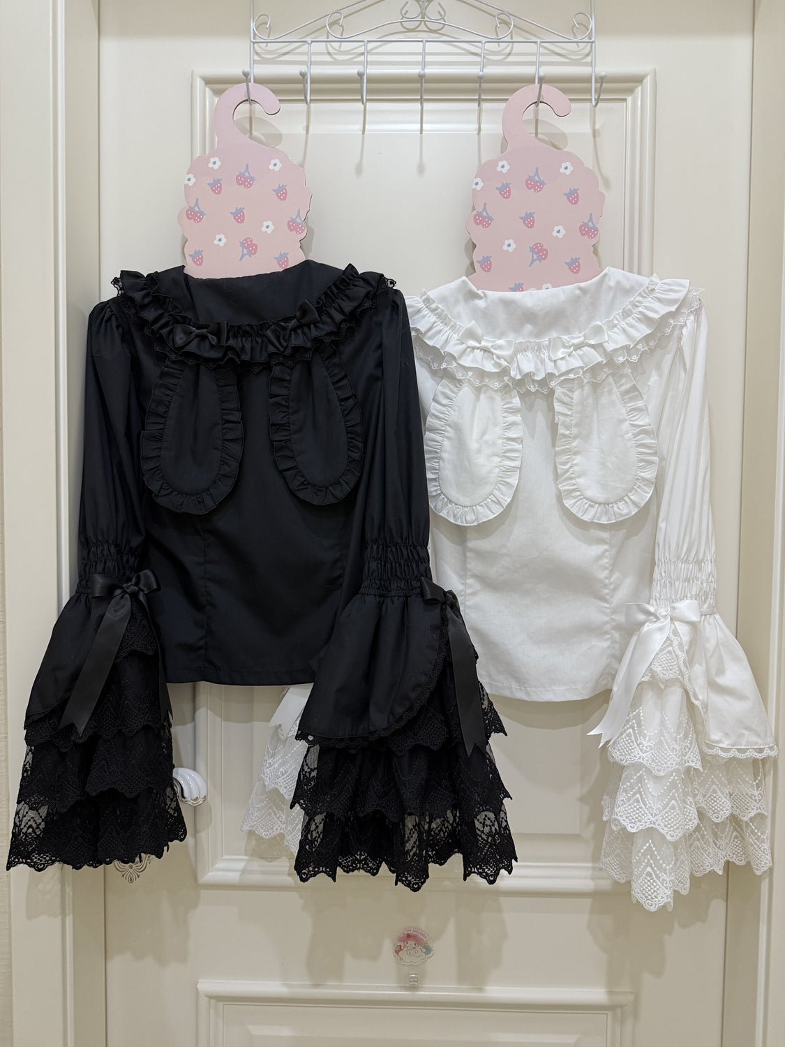 Hanguliang - Cross Heart Knot - Sweet Lolita JSK Suit Tiered Ruffles Dress with Lace Blouse