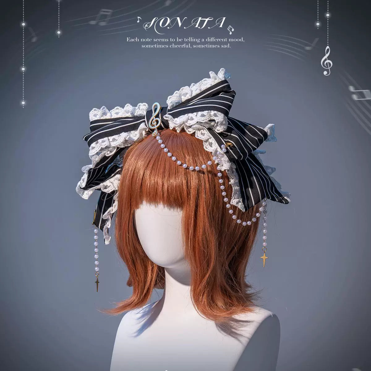 Forest Fluorescent Carps - Black and White Sonata - Ouji Lolita Vest Suit and Vintage Lolita OP Dress