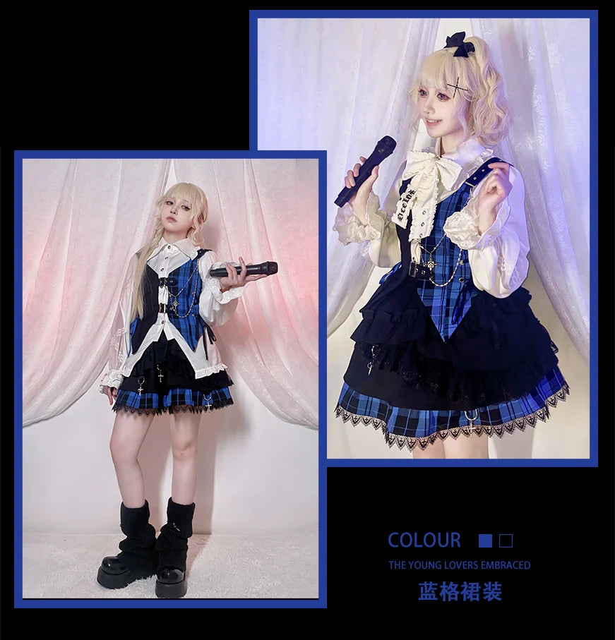 OCELOT - Kalila - Punk Lolita Dress Set Plaid Shorts Set