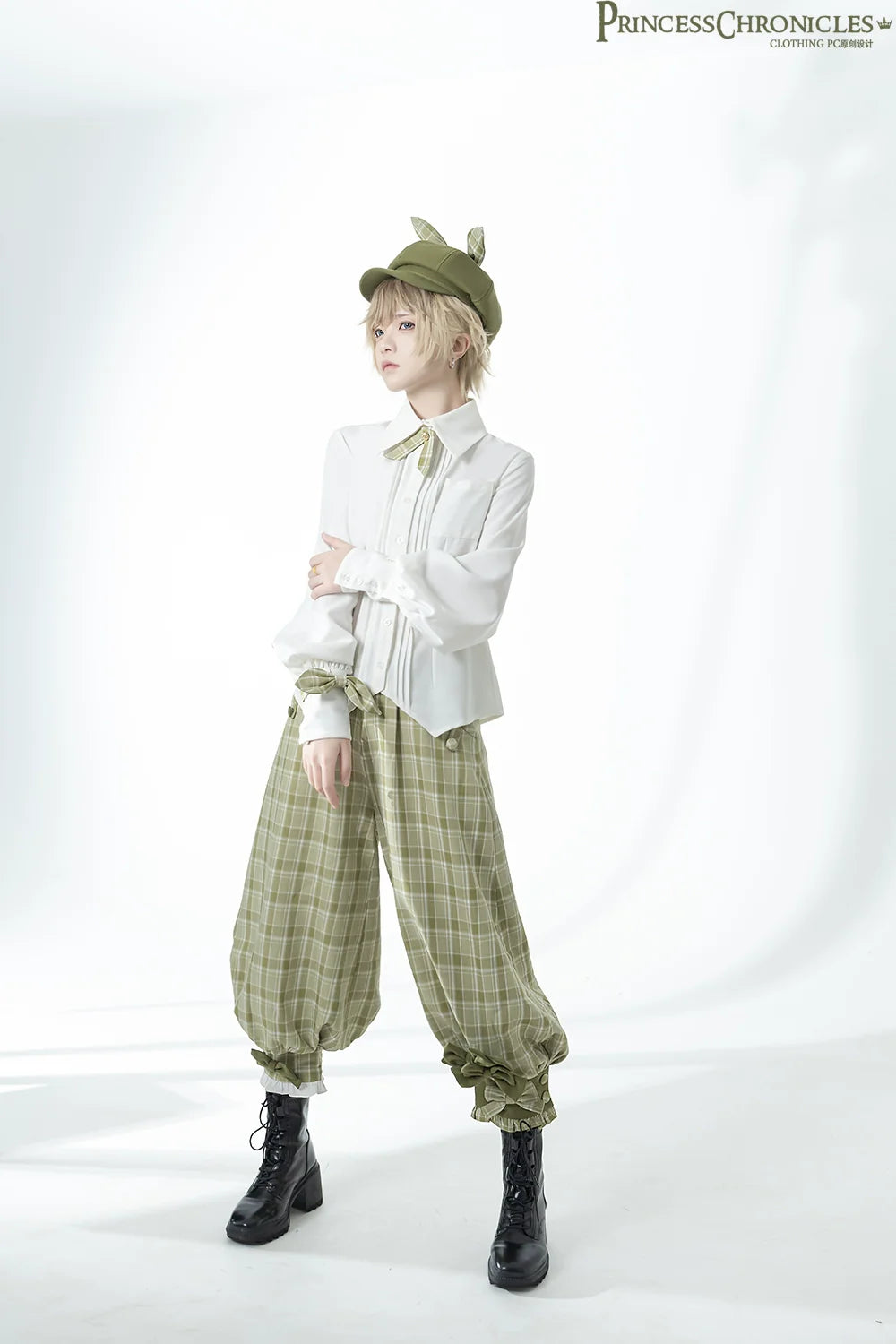 Princess Chronicles - Secret Morning Paper - Ouji Lolita Shirt, Matcha Green Capri Pants