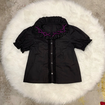 Chubby Cat Diary - Plus Size Sweet Lolita Shirt, Detachable Sleeves