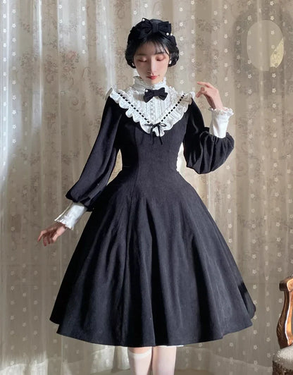 Miaoplus - Winter Birch Forest - Elegant Lolita OP Dress Corduroy Long Sleeve Winter Dress