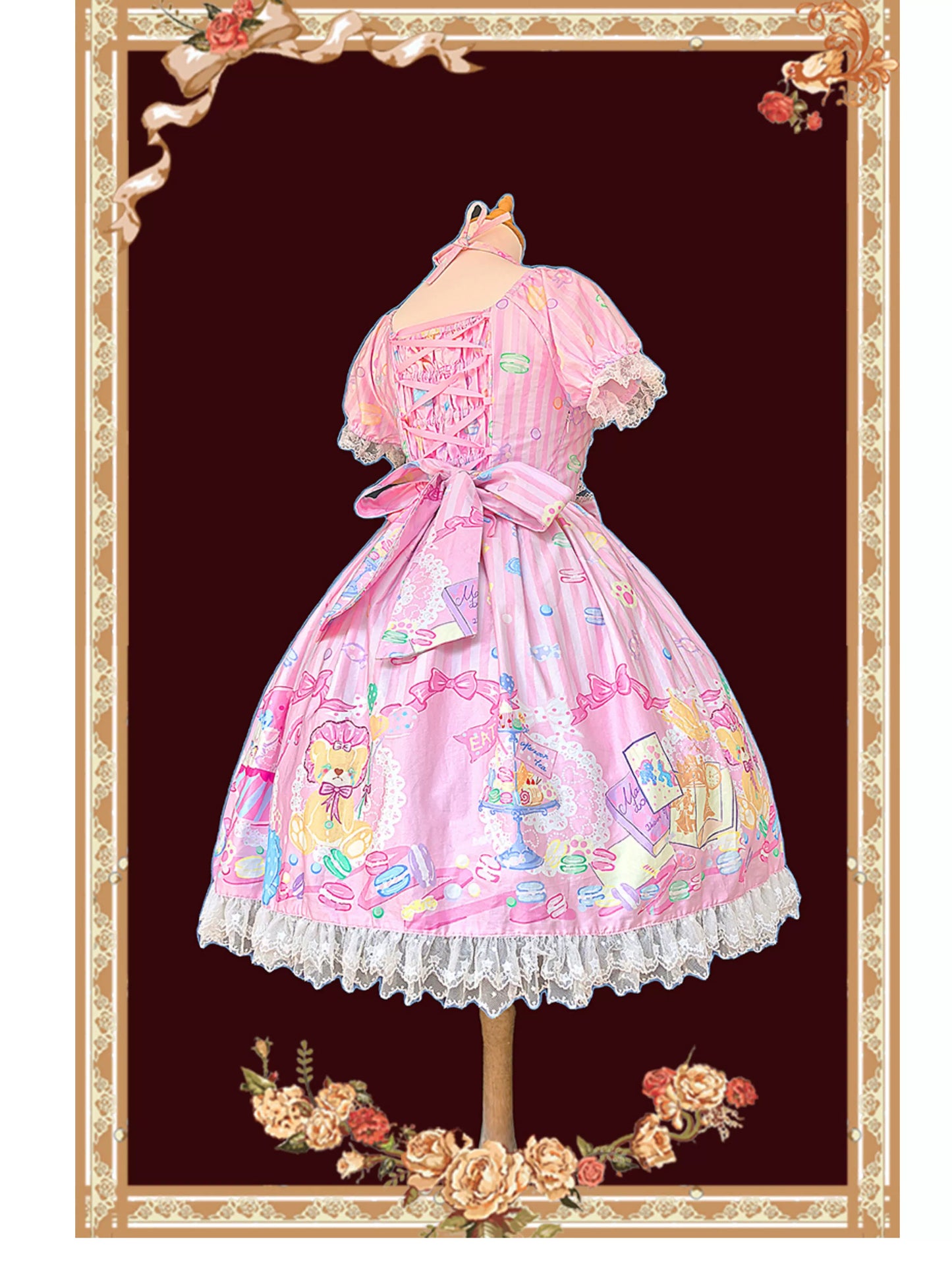 Infanta - Macaron Dolly House - Sweet Lolita OP Printed Dress, Side Zipper