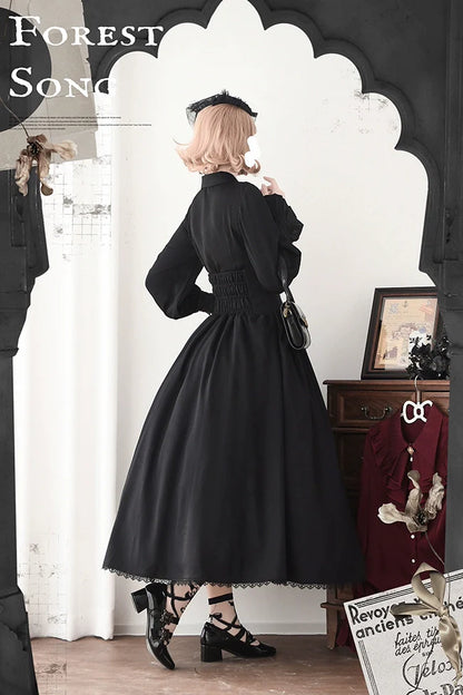 Forest Song - Astris - Reversible Classic Lolita High Waist Fishbone Skirt