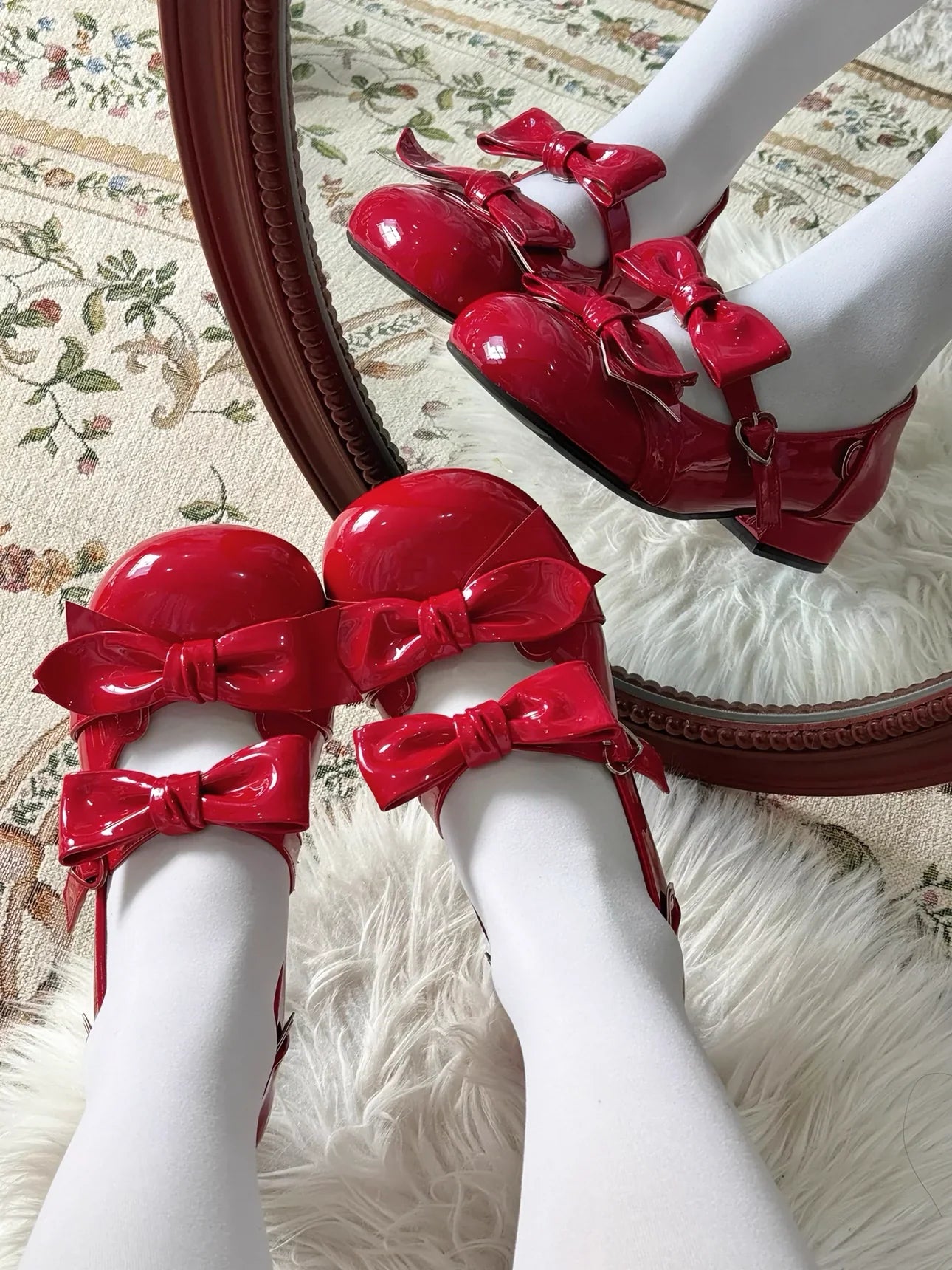 Beauty Bunny - Kawaii Lolita Shoes Low Heels Round Toe PU Shoes