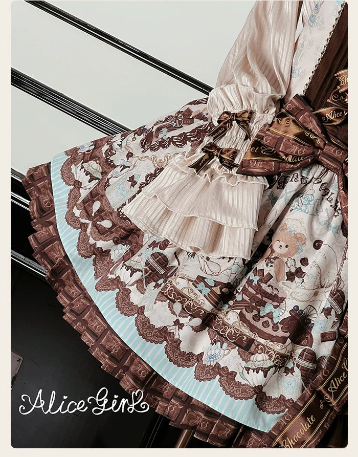 Alice Girl - Bear Chocolate Bar - Kawaii Lolita JSK & Salopette Dress