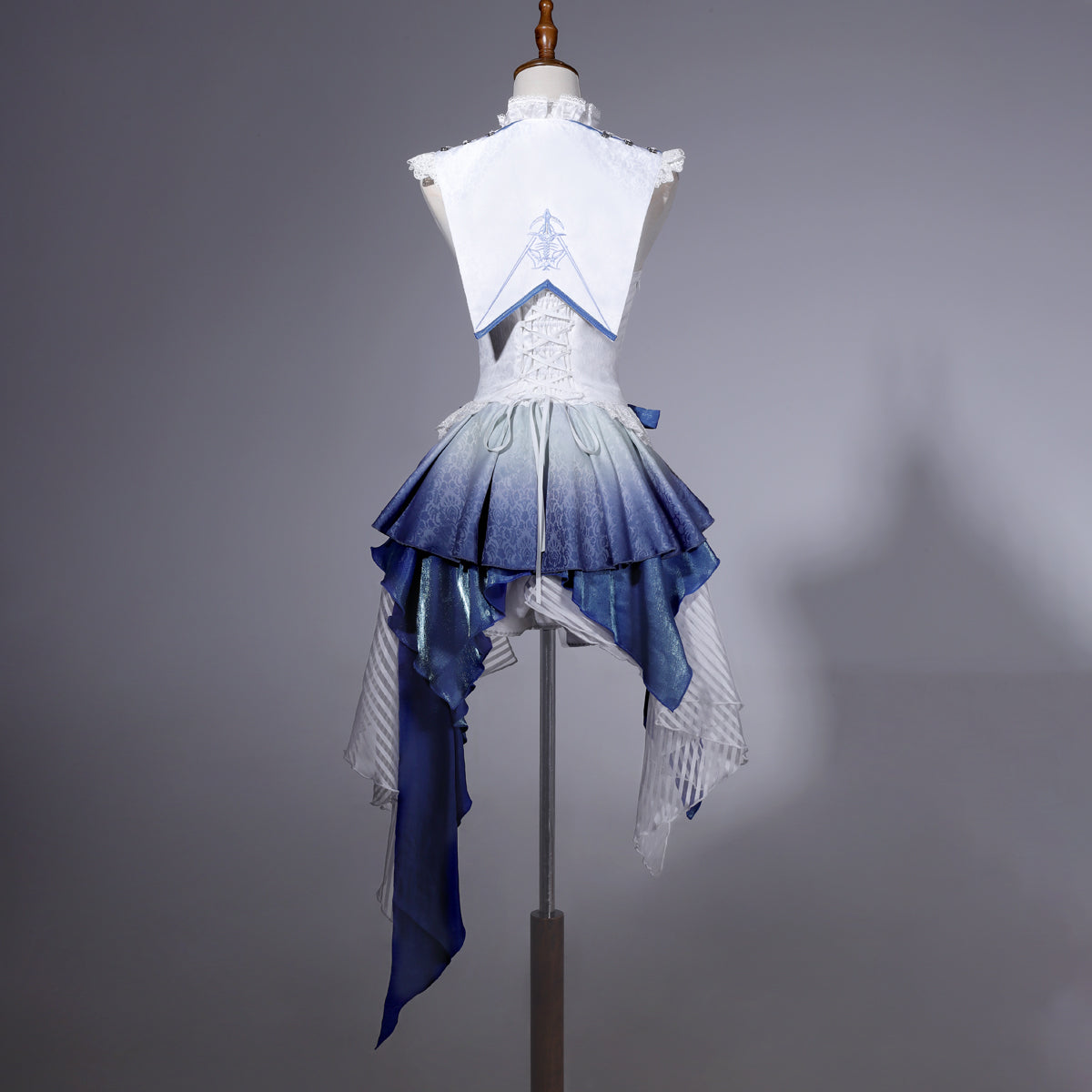 Designer's Gift - Blue Dragon Bone - Ouji Lolita Shorts Suit with Embroidery and Trailing