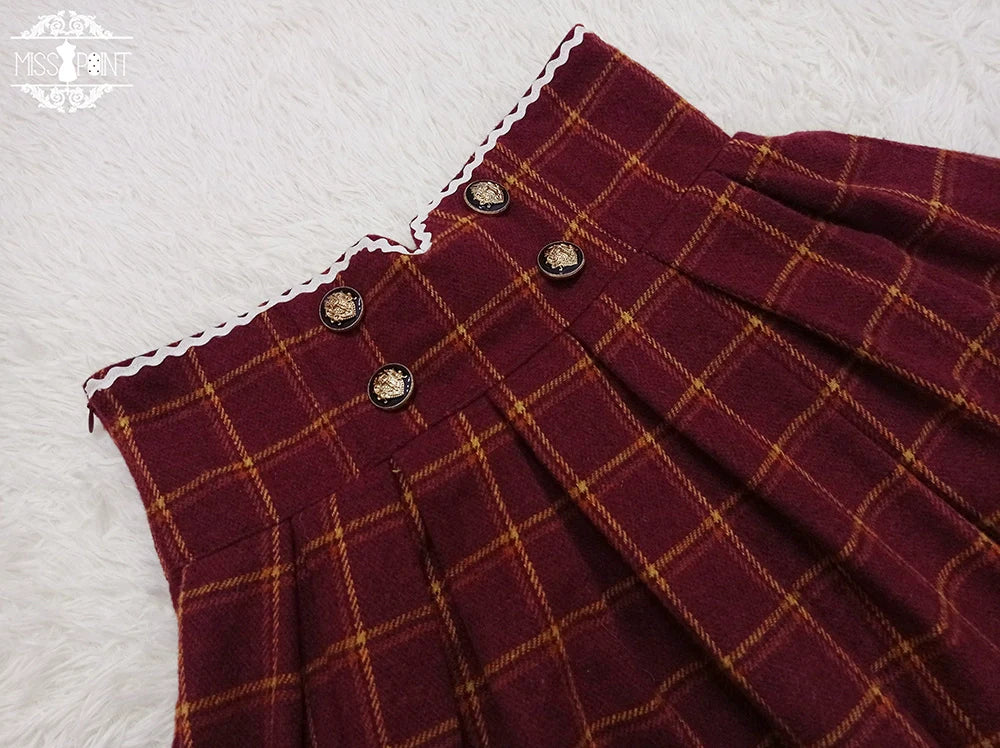 Miss Point - Rose - Elegant Lolita Fishbone Grid Skirt Customized