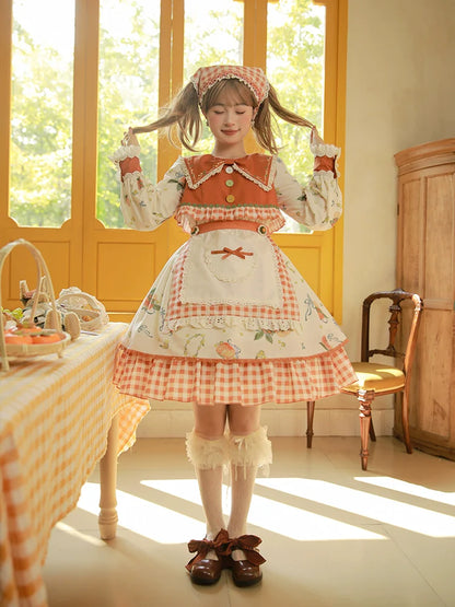 Mademoiselle Pearl - Persimmon - Autumn Persimmon Print Lolita OP JSK SK Dress