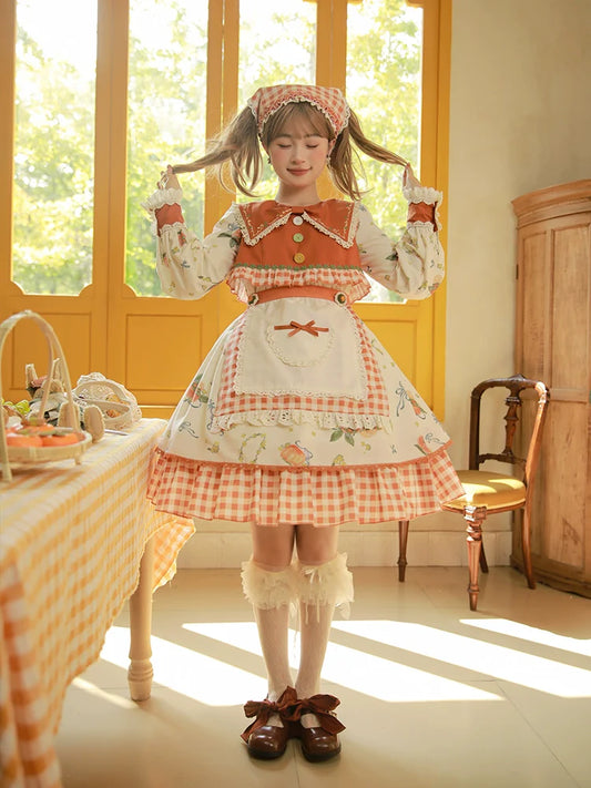 Mademoiselle Pearl - Persimmon - Autumn Persimmon Print Lolita OP JSK SK Dress