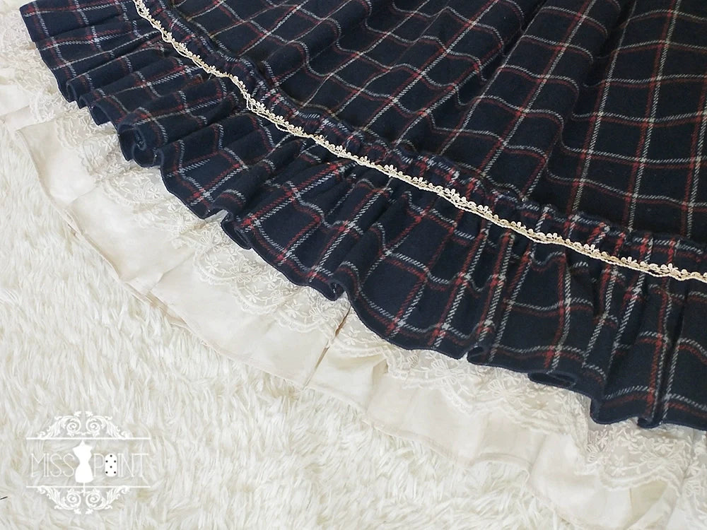 Miss Point - Rose - Elegant Lolita Fishbone Grid Skirt Customized