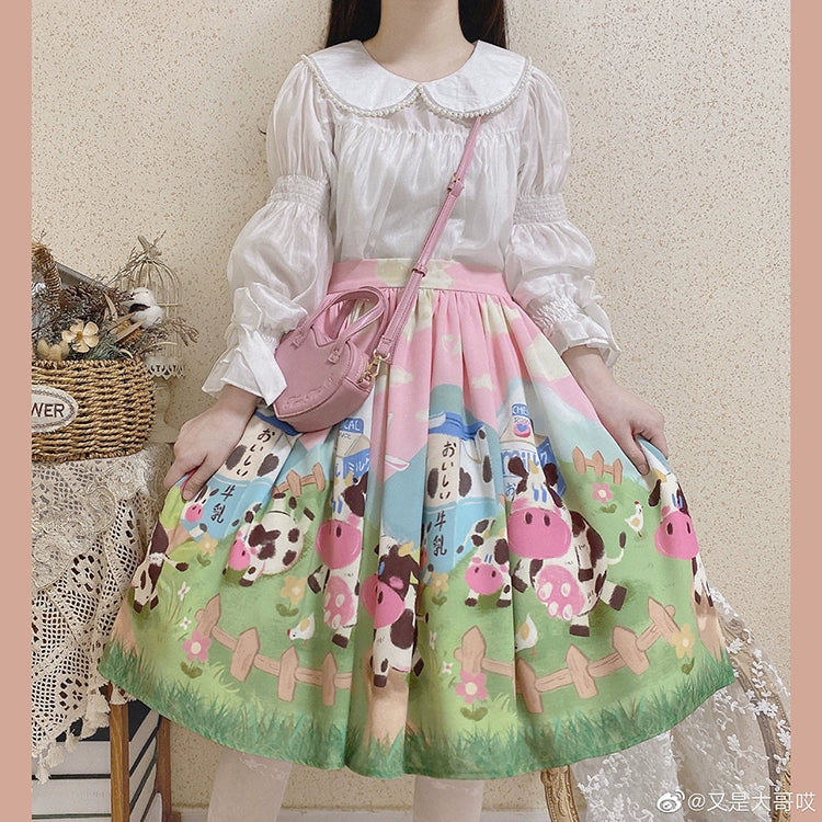 Chemical Romance - Sweetheart Farm - Sweet Lolita SK Cow Print Lolita Dress