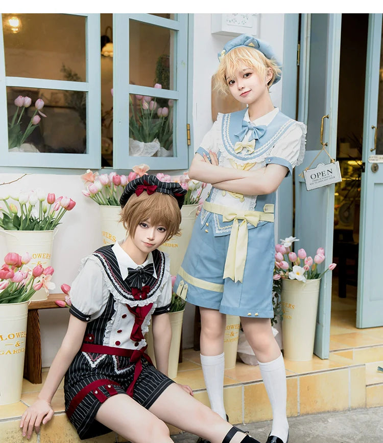 Forest Fluorescent Carps - Small Animal Team - Ouji Lolita Suit Male Lolita Shirt Shorts