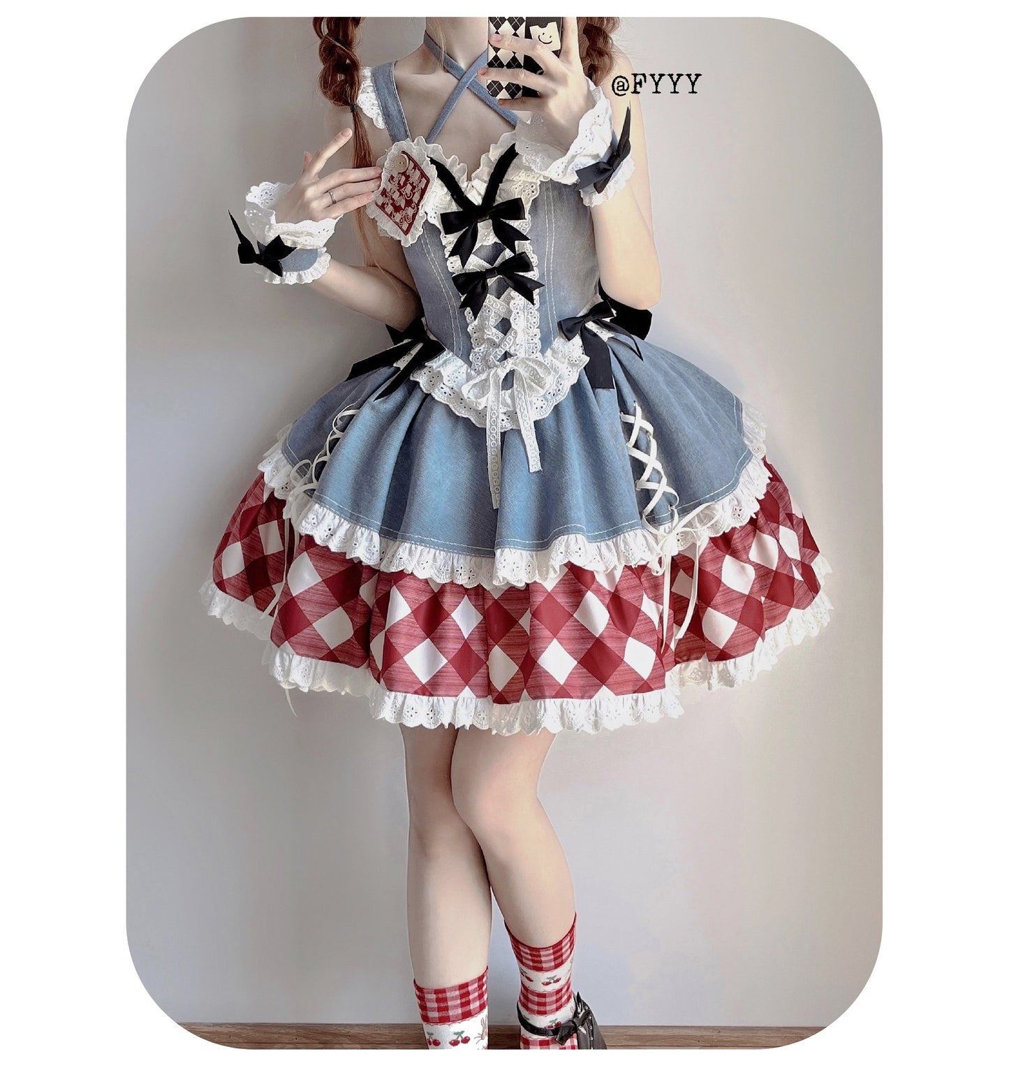Kuma - Sweet Cowboy - Sweet Lolita Pastel Colors Denim Skirt Set