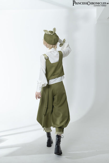 Princess Chronicles - Secret Morning Paper - Ouji Lolita Shirt, Matcha Green Capri Pants