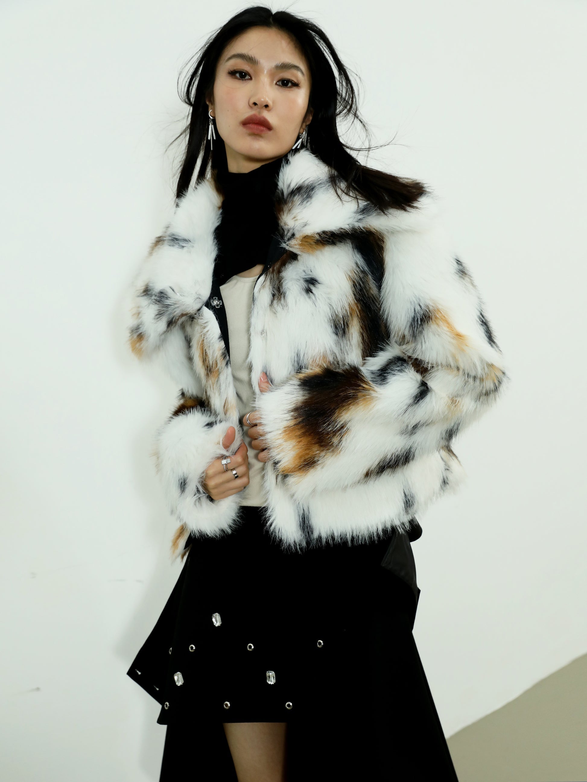 Animal Pattern Imitation Fur Short Coat