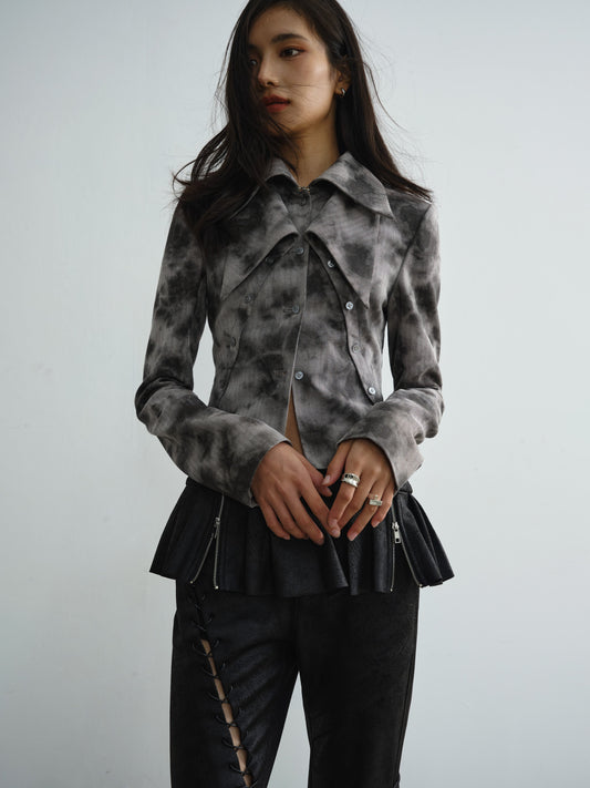 Fake Two-piece Tie-dye Double-collar Shirt Jacket