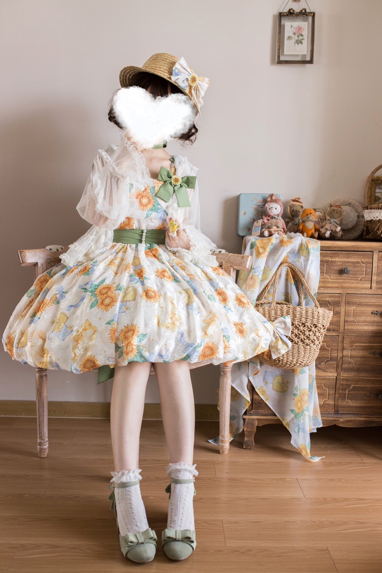 Akiyama Future Studio - Sunflower Print Lolita JSK Dress in Breathable Light Fabric