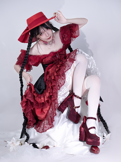 Dreamland - Floating Dream Lily - Elegant Lolita High Heel Shoes, Detachable Bow