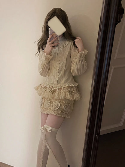 MIST - Lily - Kawaii Lolita Blouse Soft Girl Bubble Puff Sleeve