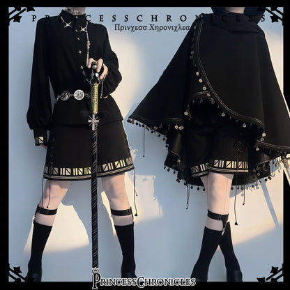 Princess Chronicles - Black Cat - Black Ouji Lolita Cape with Cool Cat Ear Hood
