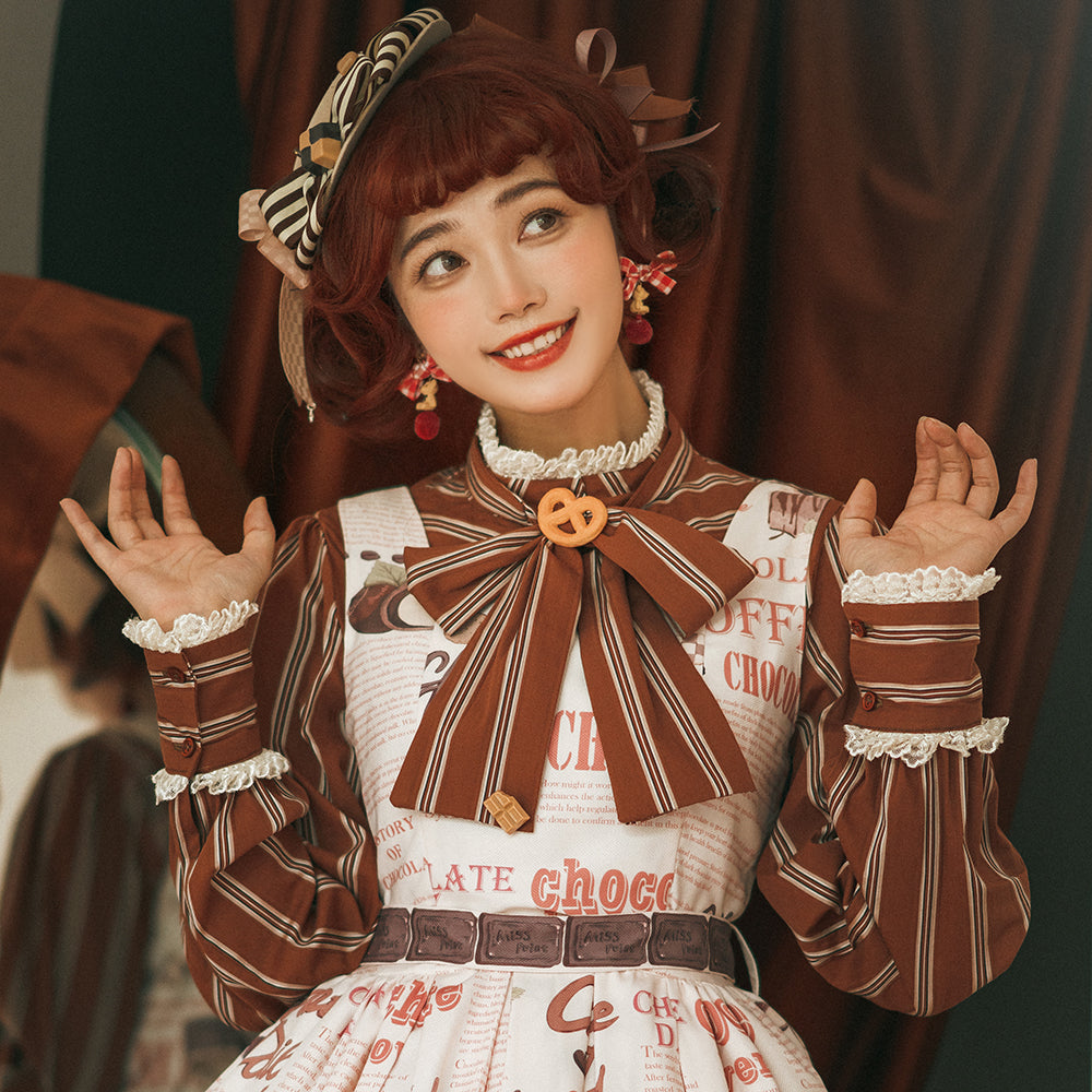 Miss Point - Chocolate Daily Light Sweet Stripe Lolita Blouse