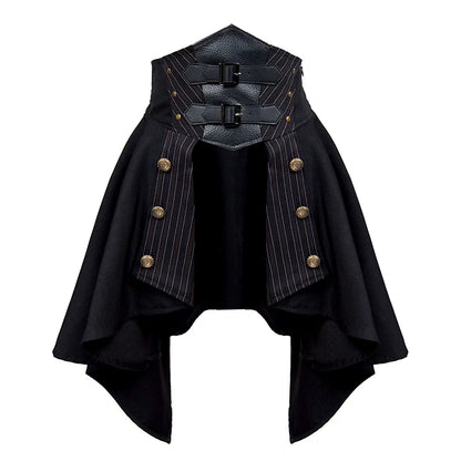 Mr. Yi's Steam Continent - Gothic Lolita Skirt Black High-Waisted Leather Waistband Skirt
