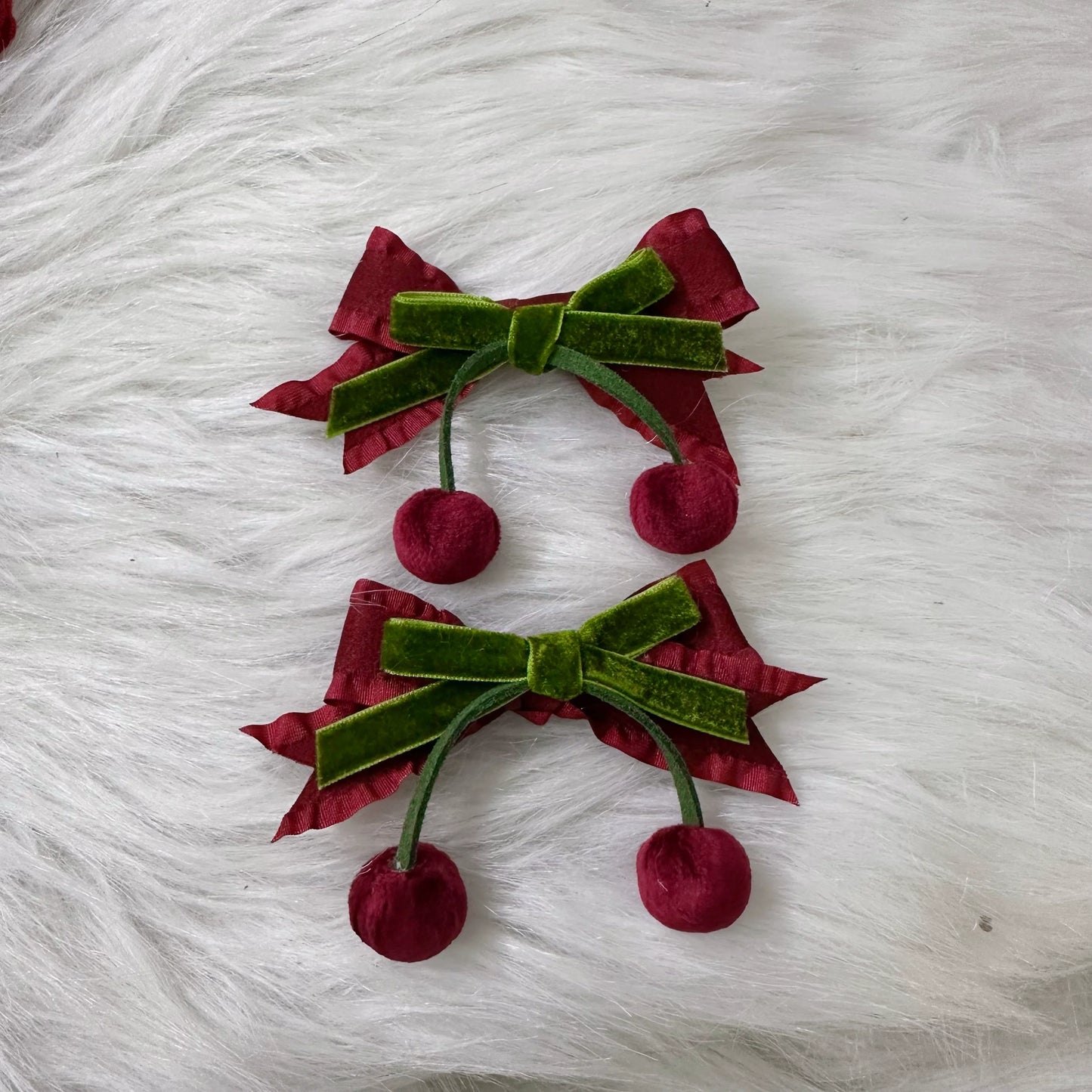 Chestnut Lolita - Sweet Lolita Headdress Cherry Hair Clip Straw Hat Necklace Handmade Set
