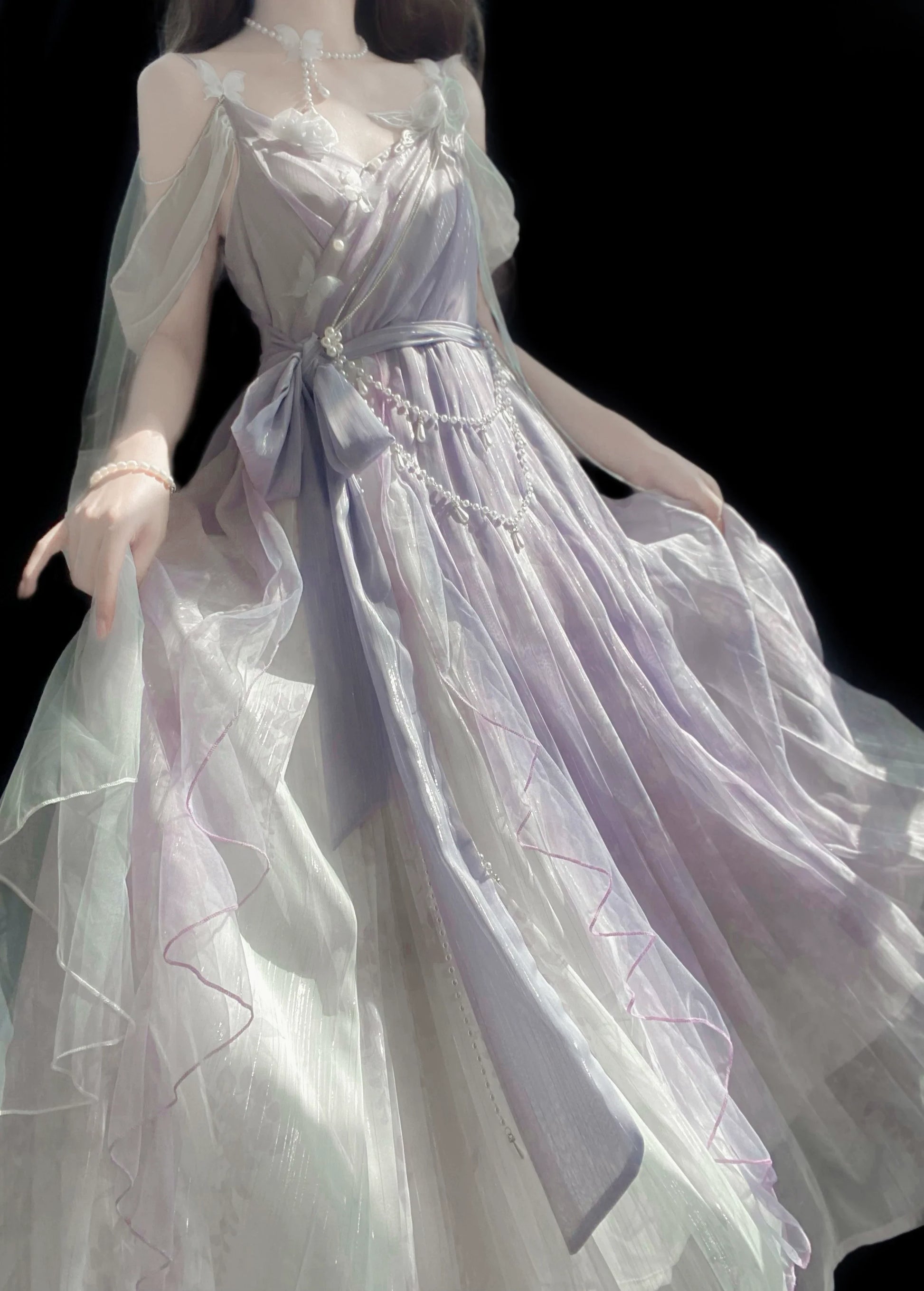 Meow Studio - Han Lolita Dress Side Slit Purple JSK Dress