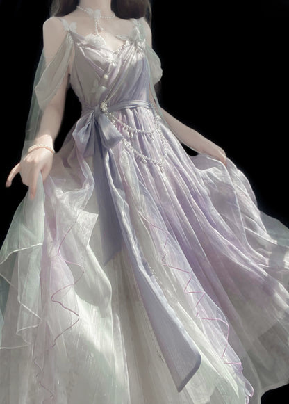 Meow Studio - Han Lolita Dress Side Slit Purple JSK Dress