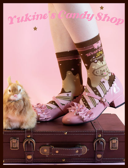 Yukines Box - Kawaii Lolita Chocolate Color Cotton Socks