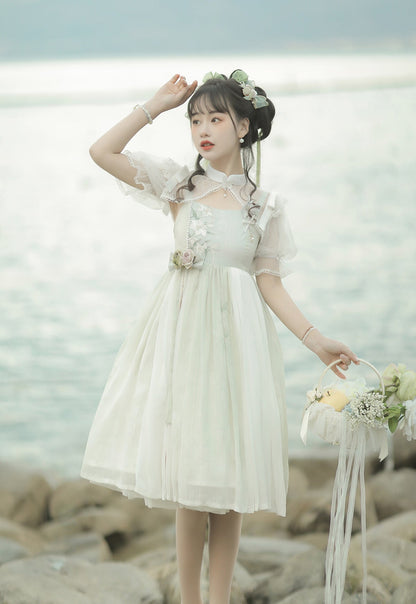 Cornfield Lolita - Wind Singing Lily - Qi Lolita Embroidered Dress Suit