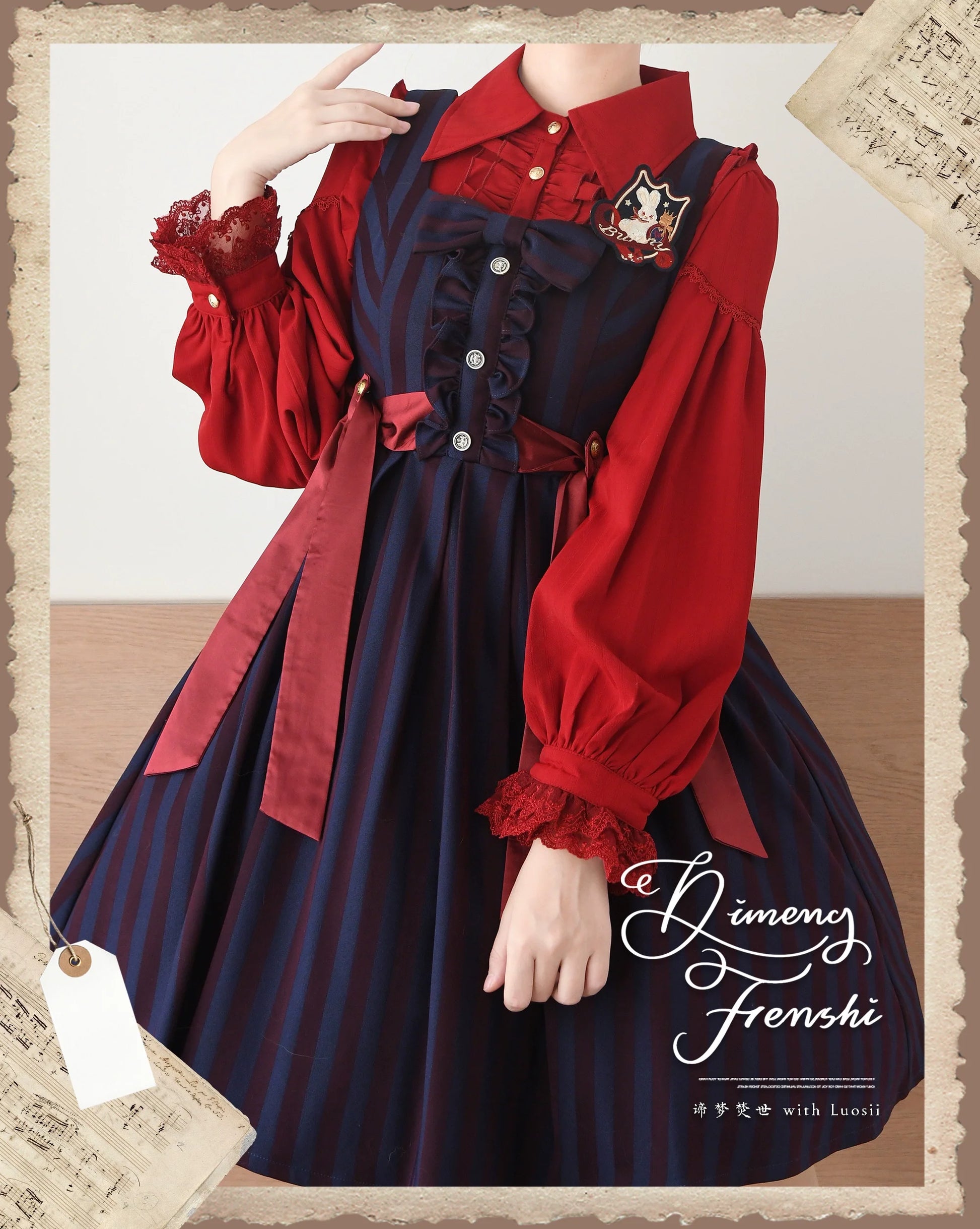 DMFS Lolita - Night Banquet - Pointed Collar Classic Lolita Shirt, Long Sleeve
