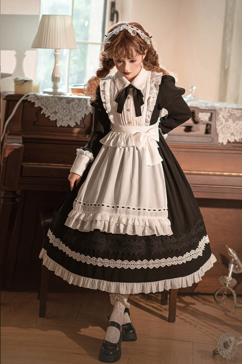 Your Princess - Maid Lolita Puff Sleeve Black Dress