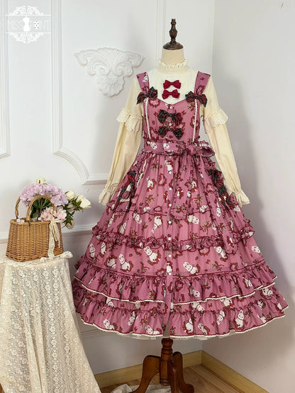 Miss Point - Forest Berry Bunny - Sweet Lolita JSK Elegant Bunny Print Dress